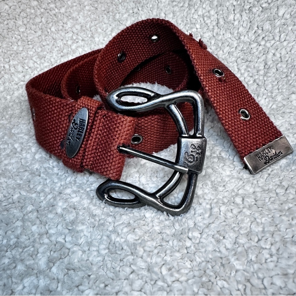 ⭐️ Harley Davidson Burnt Orange Canvas Grommet Adjustable Belt